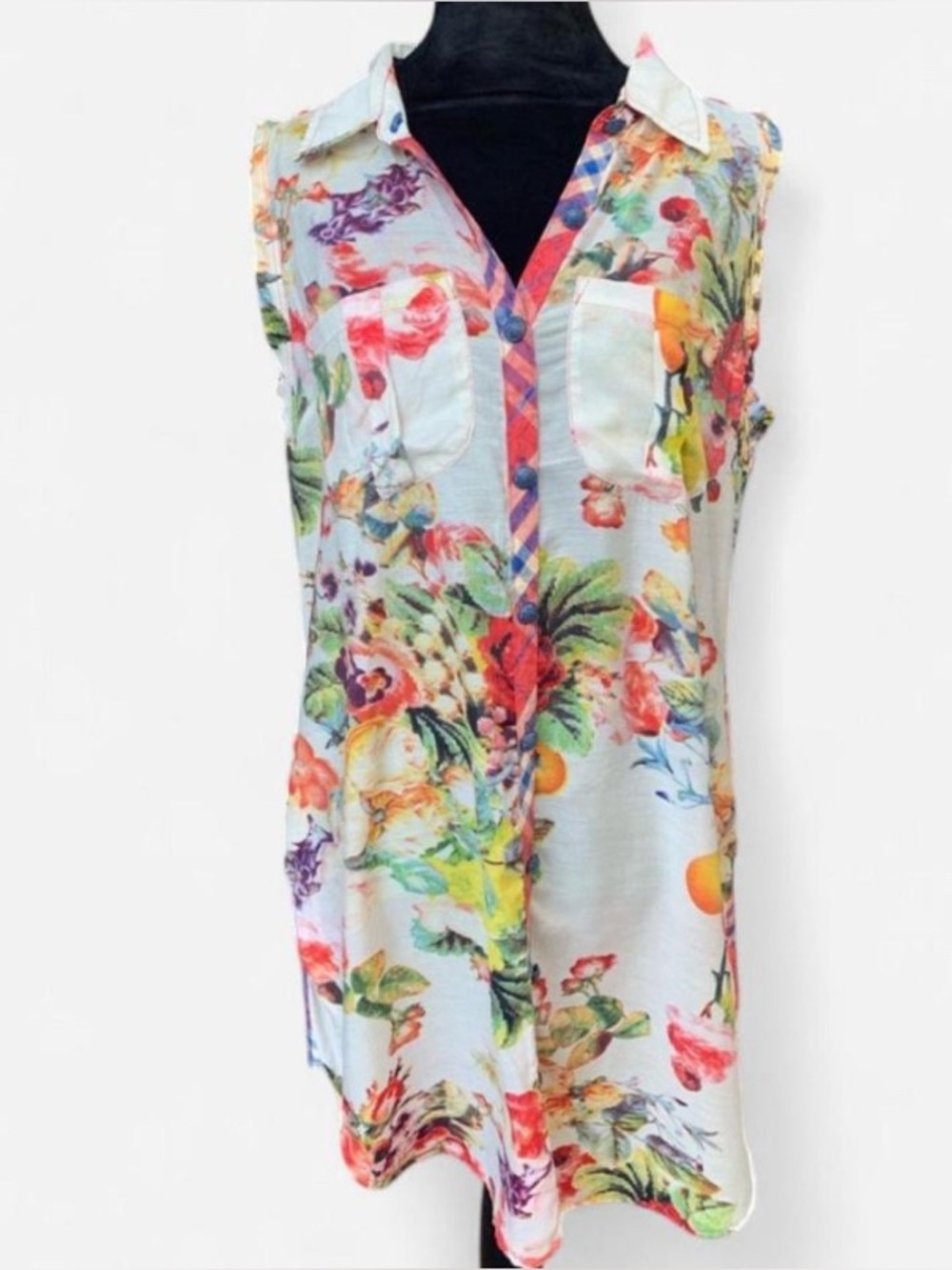 Boho Garden Party Floral Sleeveless Shirt Dress